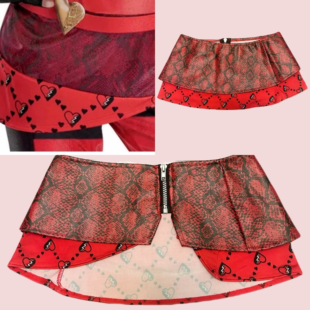 Disney Descendants Red and Black Heart Mini Skirt piece